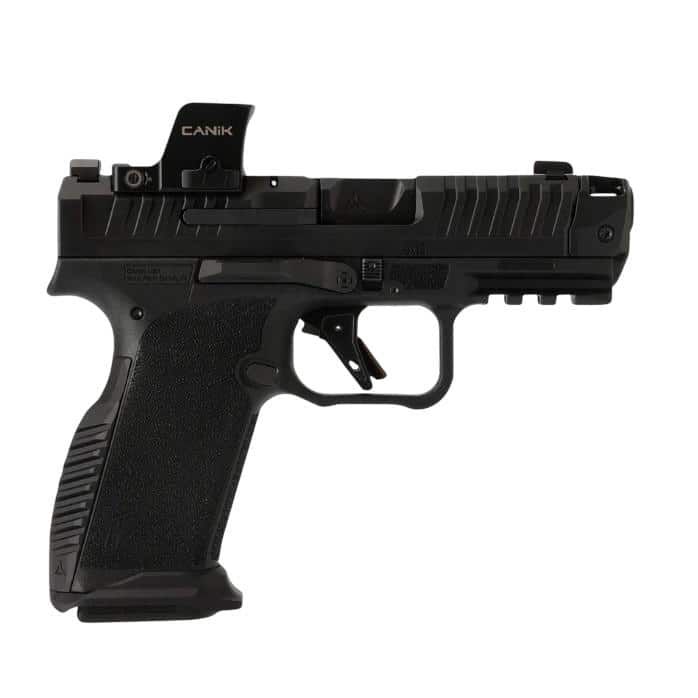Canik Prime Radian Handgun 9mm Luger 17rd Magazines(2) 3.83" Comp Barrel Optic Ready Black W/Onyx Red Dot