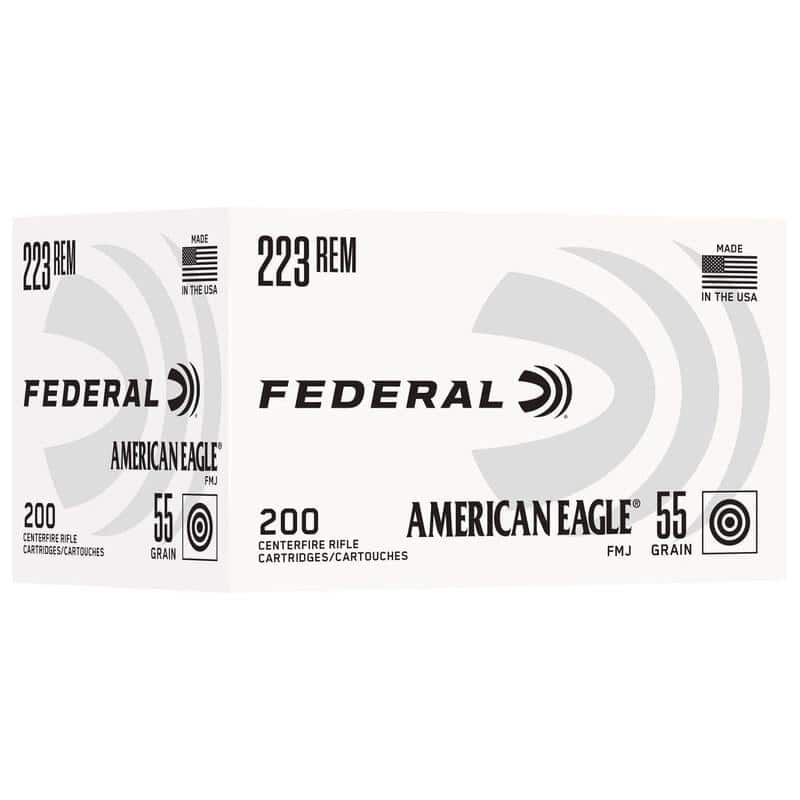 Federal American Eagle Rifle Ammunition .223 Rem 55gr FMJ 3240 fps 200/ct