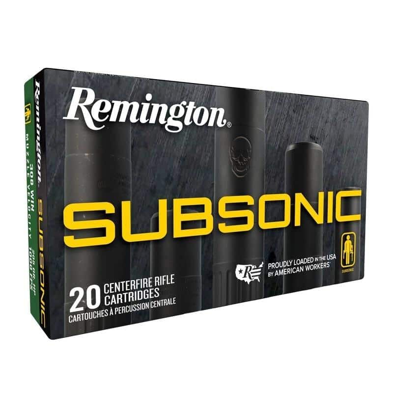 Remington Subsonic Rifle Ammunition 308 Win 190gr HP 1050 fps 20/ct