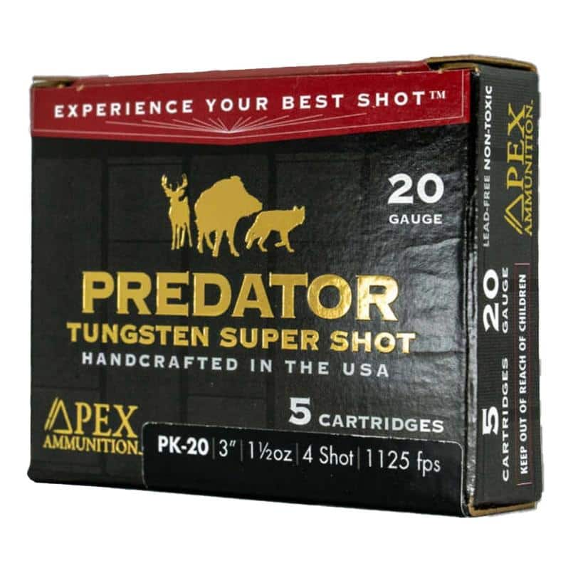 Apex Ammunition Predator TSS Shotshells 20ga 3" 1-1/2oz 1125 fps #4 5/ct