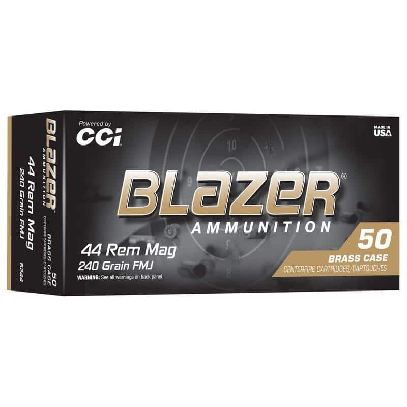 CCI Blazer Brass Handgun Ammunition .44 Rem Mag 240gr FMJ 1200 fps 50/ct