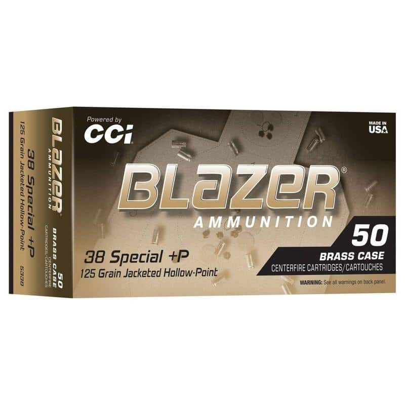 CCI Blazer Brass Handgun Ammunition .38 Spl(+S) 125gr JHP 970 fps 50/ct