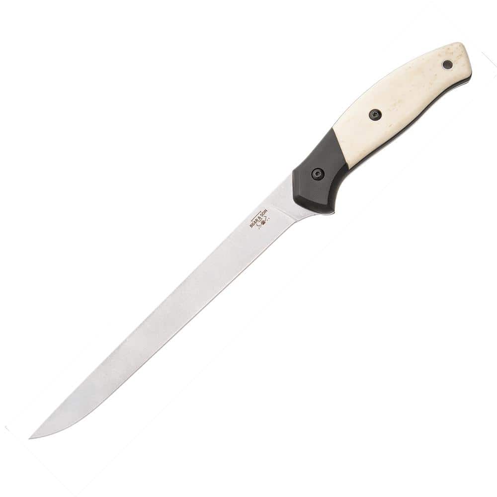 Bear & Son Professional Fillet Fixed Blade Knife 7" Fillet Blade White Smooth Bone