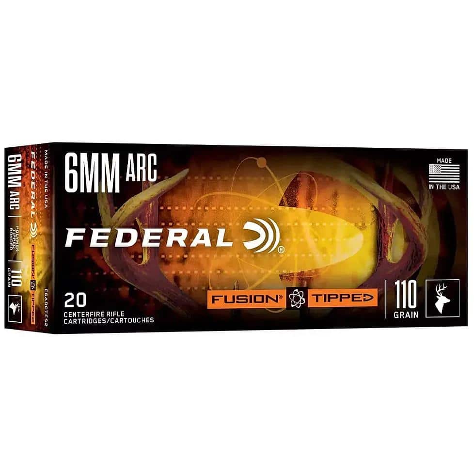 Federal Fusion Tipped Rifle Ammunition 6mm ARC 110gr PT 2600fps 20/ct