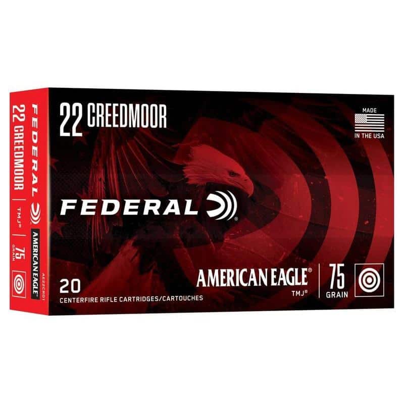 Federal American Eagle Rifle Ammunition 22 Creedmoor 75gr TMJ 3300 fps 20/ct