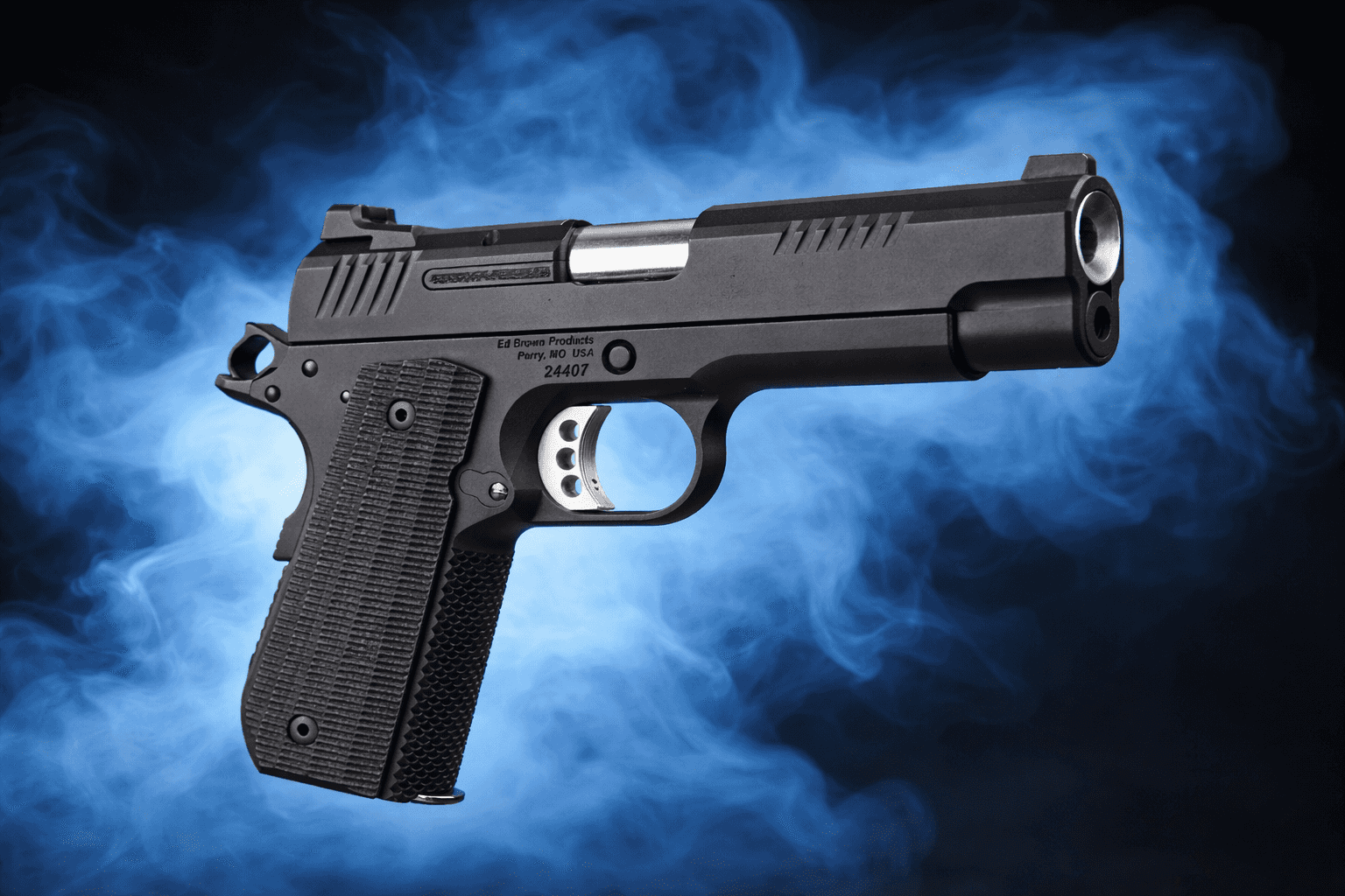 Ed Brown KC9 9mm Luger pistol shown in profile