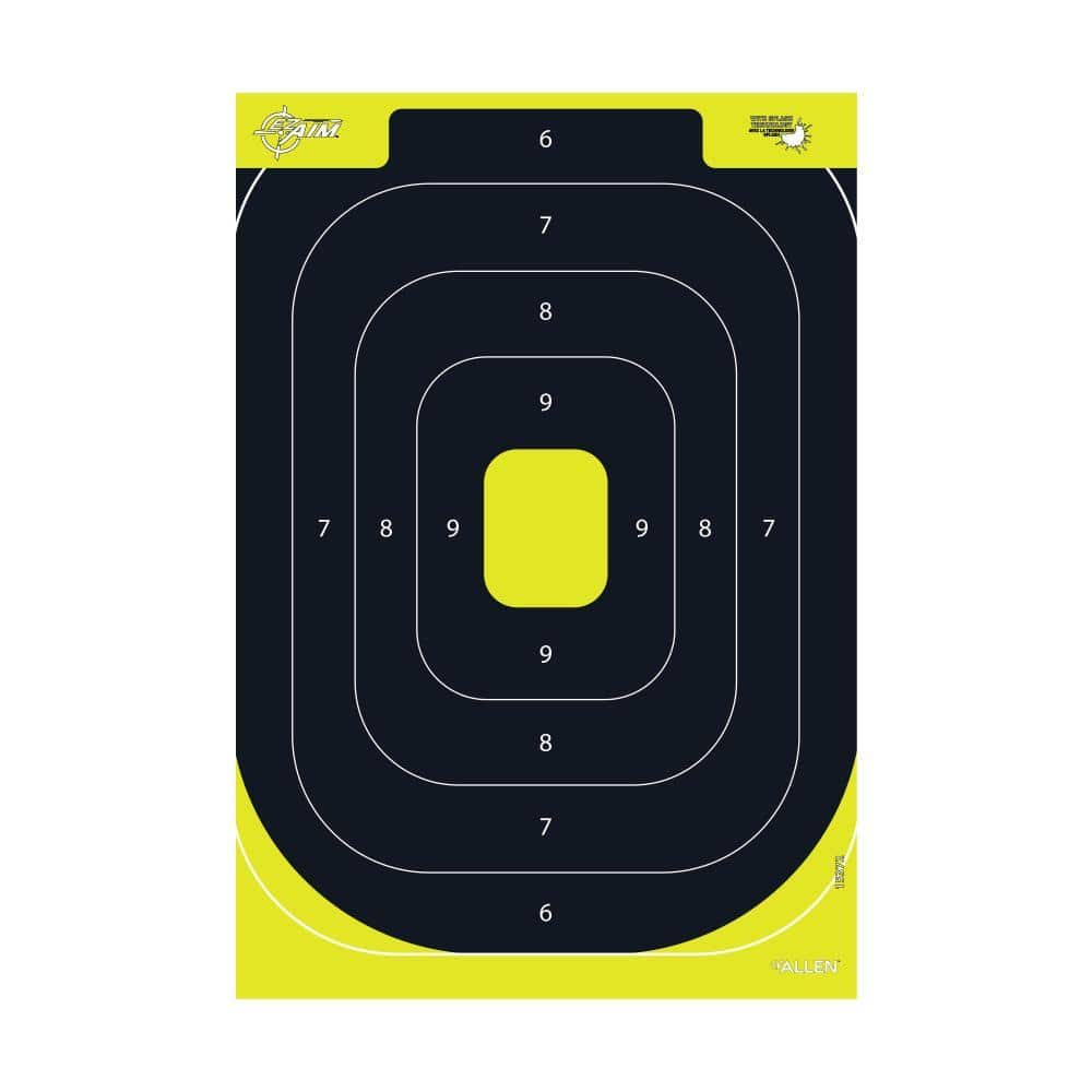 Allen EZ Aim Splash Reactive Paper Target IPSC Silhouette 12.5"x18.25" Yellow and Black 30 per Pad