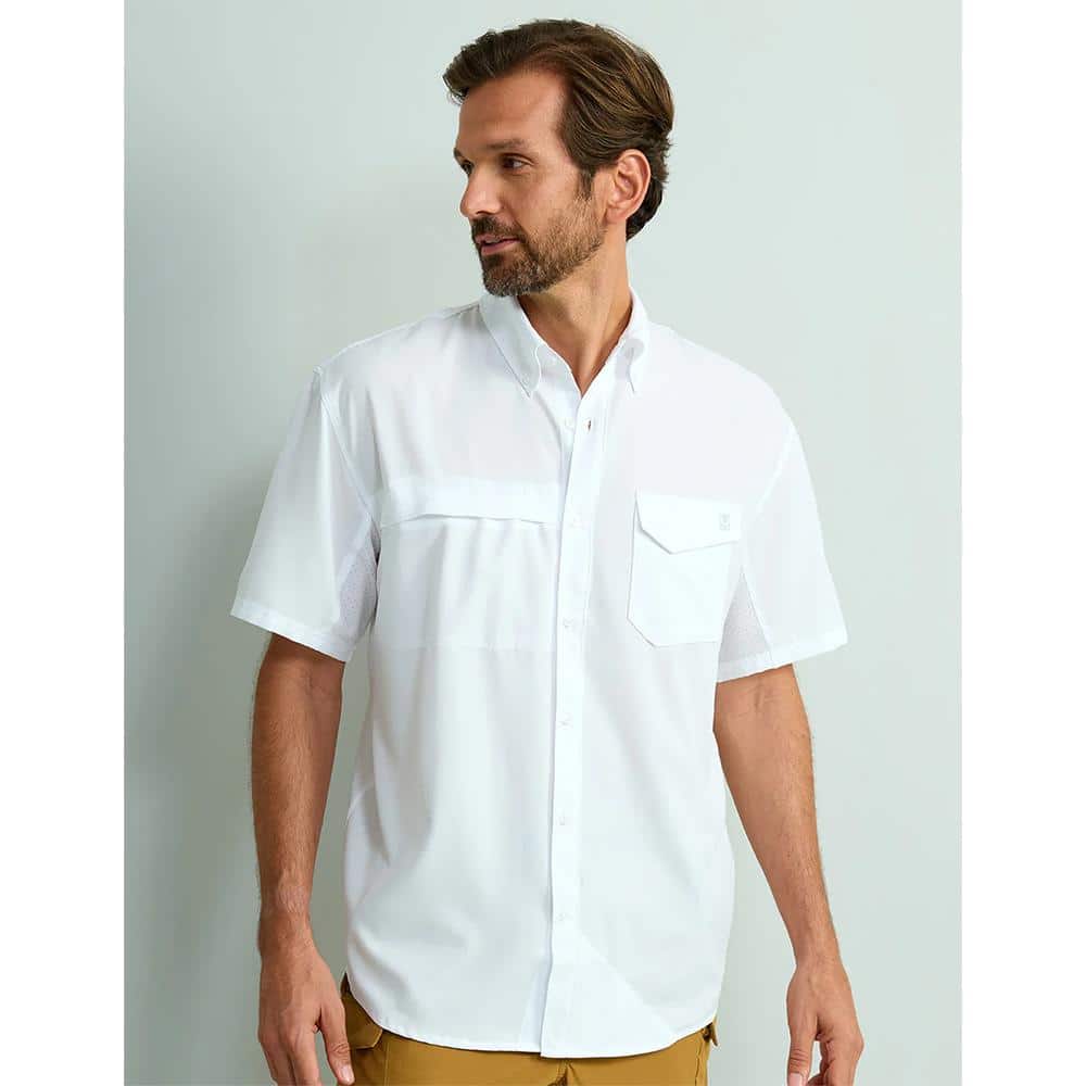 Huk Tide Point Short Sleeve Button Down Shirt White M