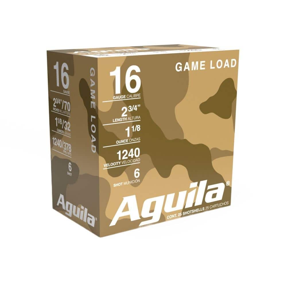 Aguila High Velocity Shotshells 16 ga 2-3/4" 1-1/8oz 1240 fps #6 25/ct