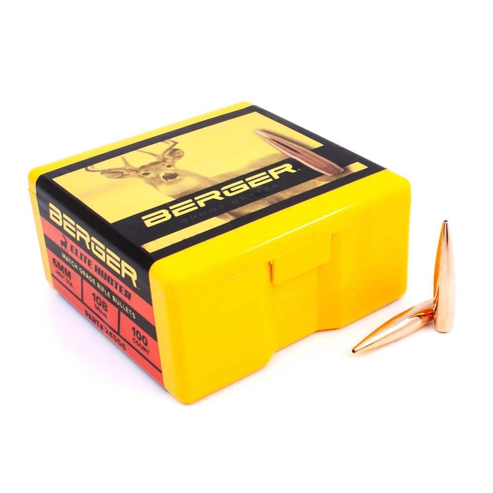 Berger Elite Hunter Rifle Bullets 6mm 108 gr HPBT 100/ct
