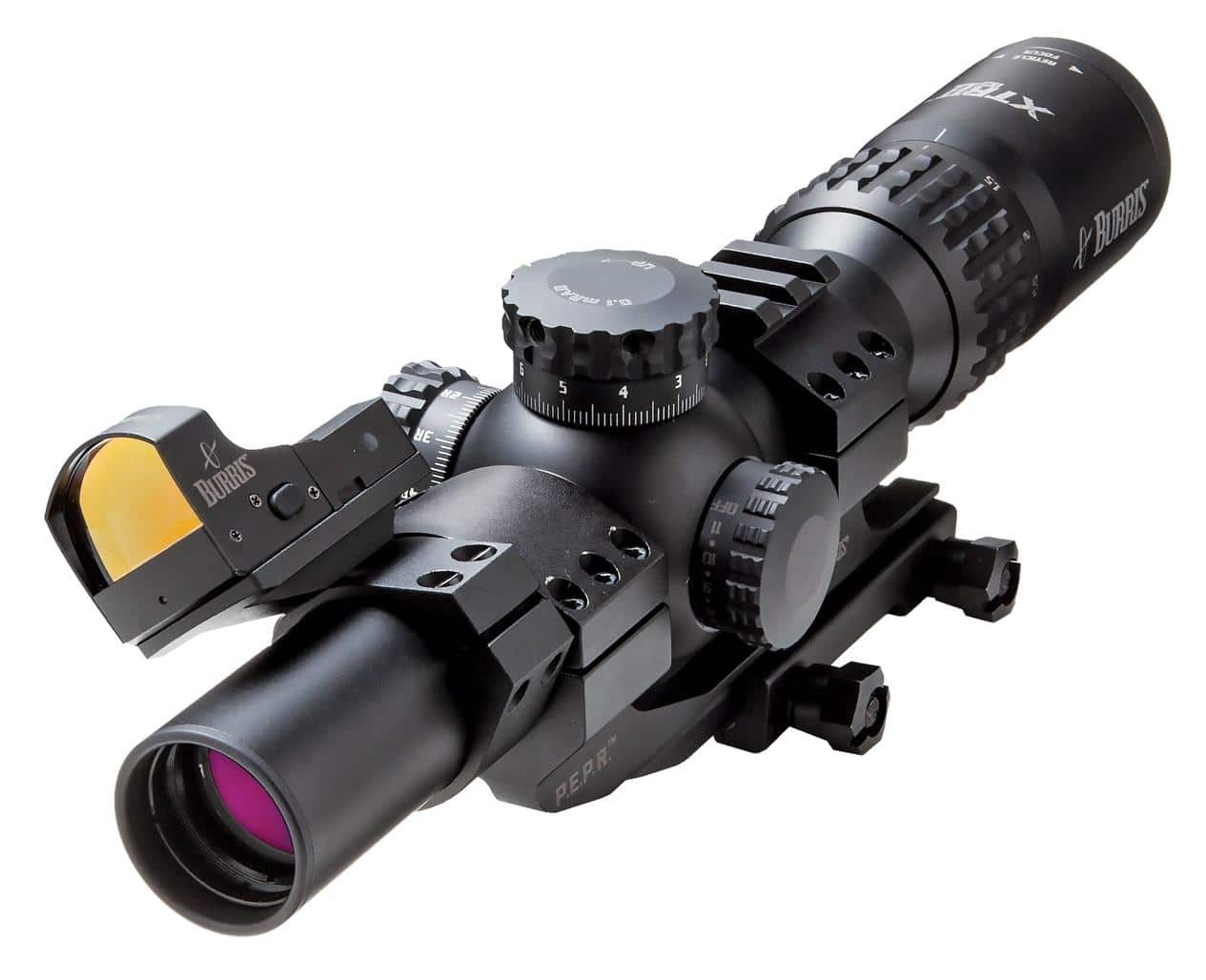 REFURBISHED Burris XTR II Rifle Scope Combo - 1-5x24mm Illum Ballistic 5.56 G3 Reticle MAD System Mil Knobs Matte