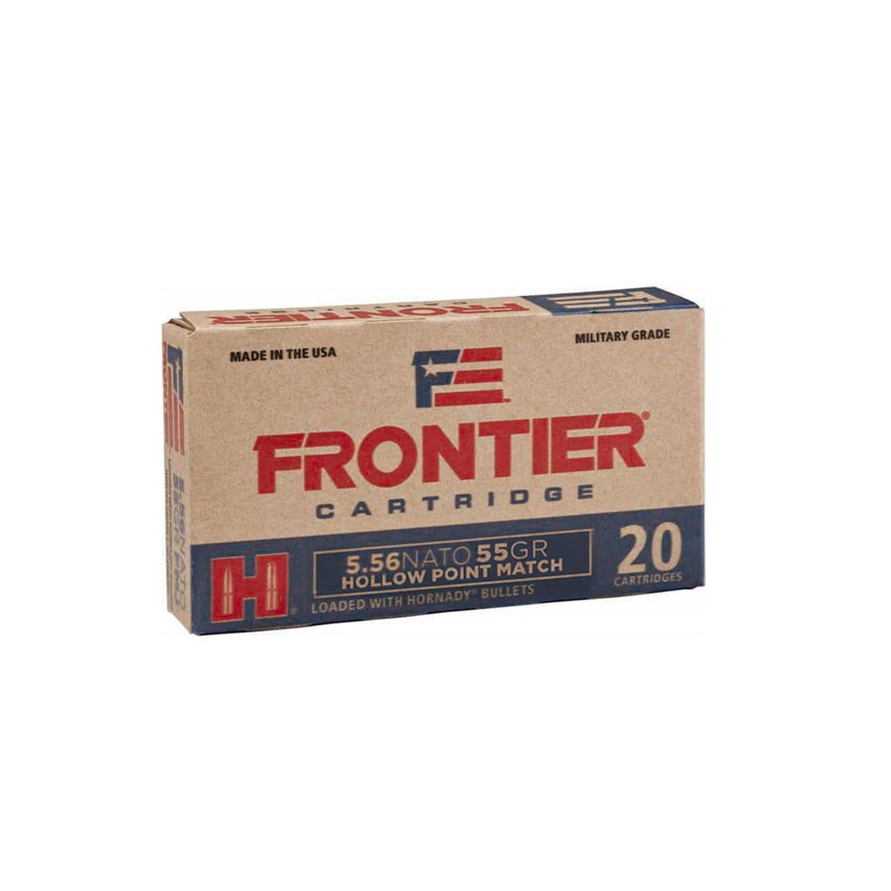 Hornady Frontier NATO Rifle Ammunition 5.56mm 55 gr HP-MATCH 500/ct Case (25-20/ct Boxes)