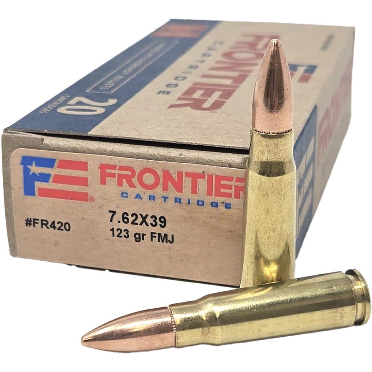 Hornady Frontier Rifle Ammunition 7.62x39 123gr FMJ 2340 fps 20/ct