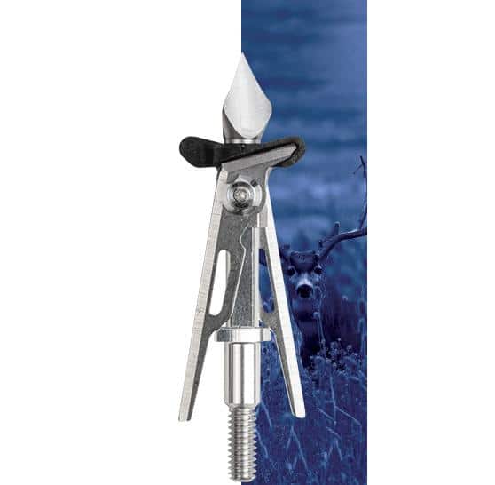SIK 2-Blade Expandable SK2CB Crossbow Broadhead 2-inch Offset Entry - Silver/Black