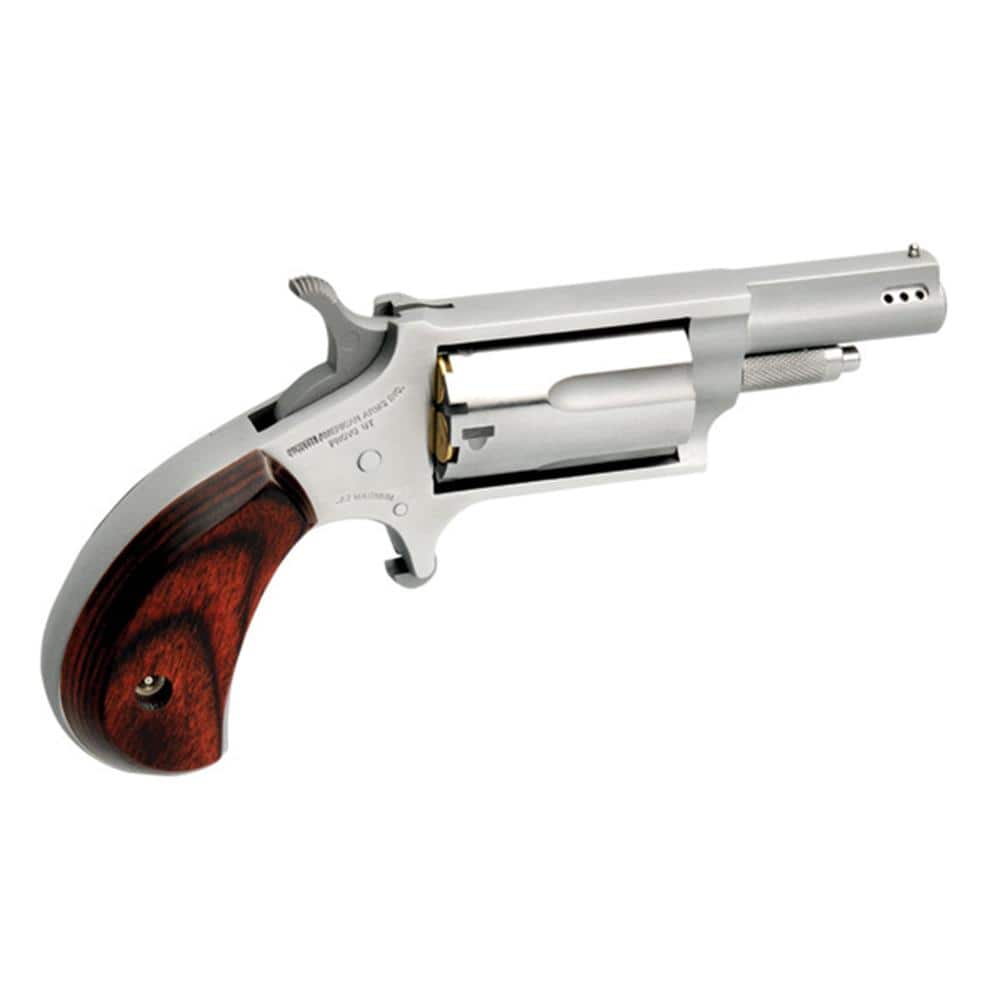 North American Arms Ported Magnum Handgun .22 WMR 5rd Capacity 1.63" Barrel Silver with Rosewood Grips