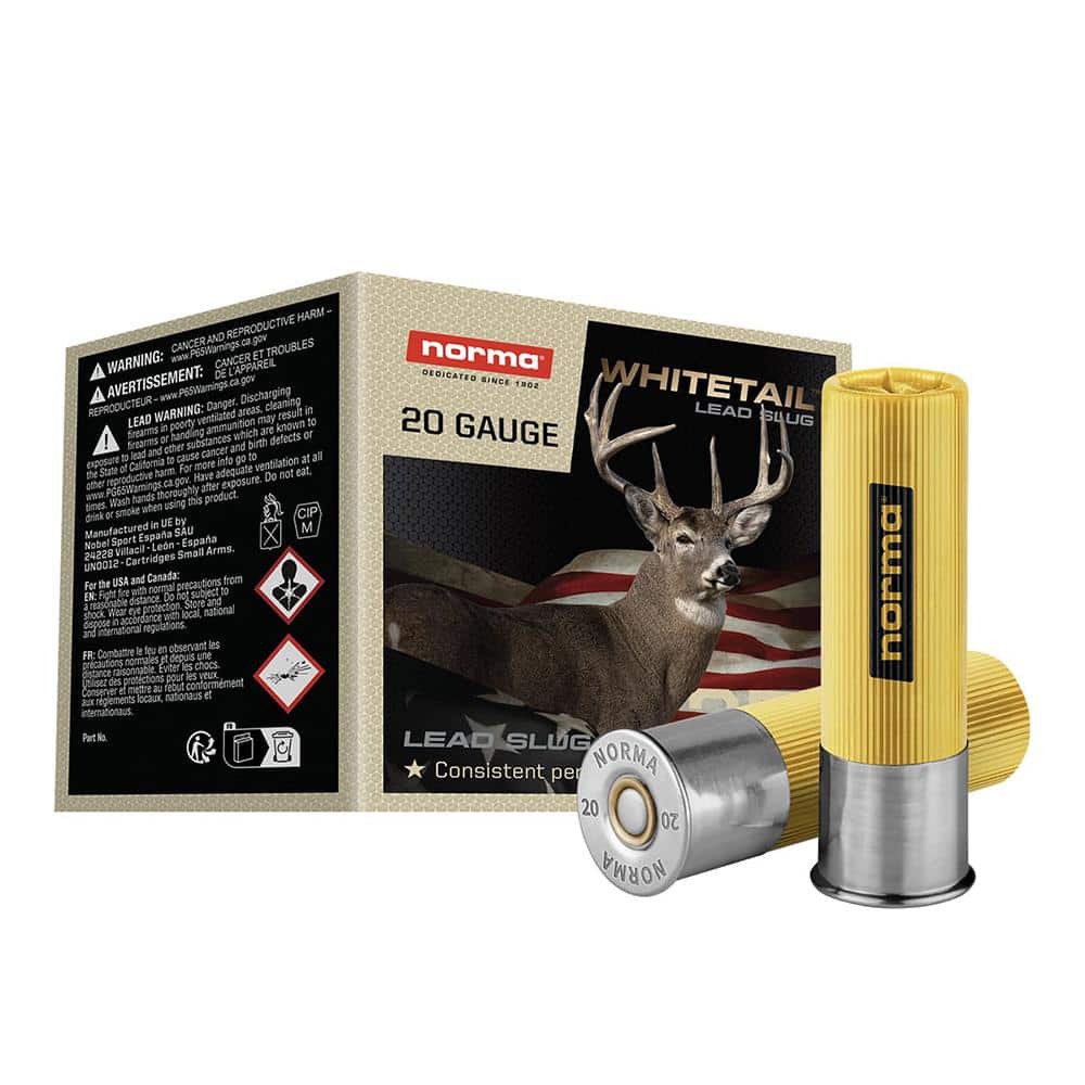 Norma WhiteTail Shotshells 20ga 2-3/4" 7/8oz 1345 fps Slug 25/ct
