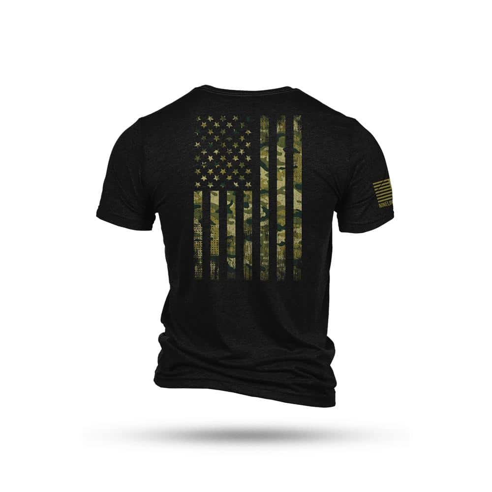 Nine Line American Camo Short Sleeve Shirt Black Triblend 2XL
