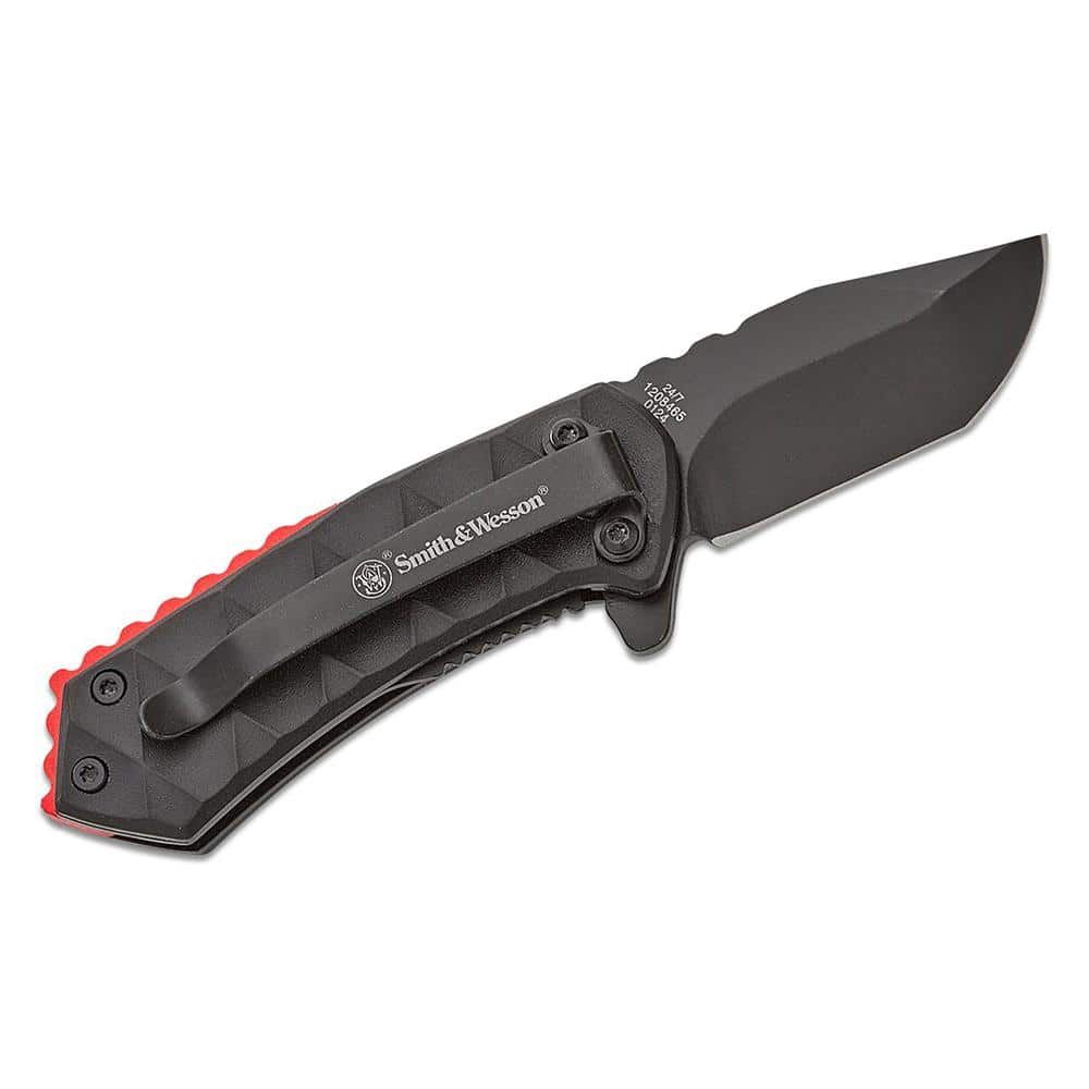 Smith & Wesson 24/7 Spring Assisted Folding Knife 1-9/10" Clip Point Blade Black