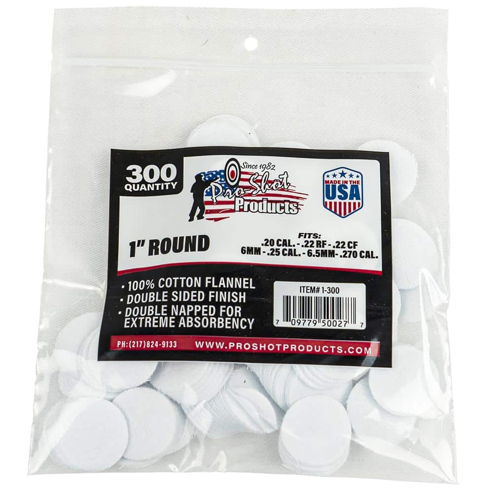 Pro-Shot 1" Round 100% Cotton Patches 300/ct