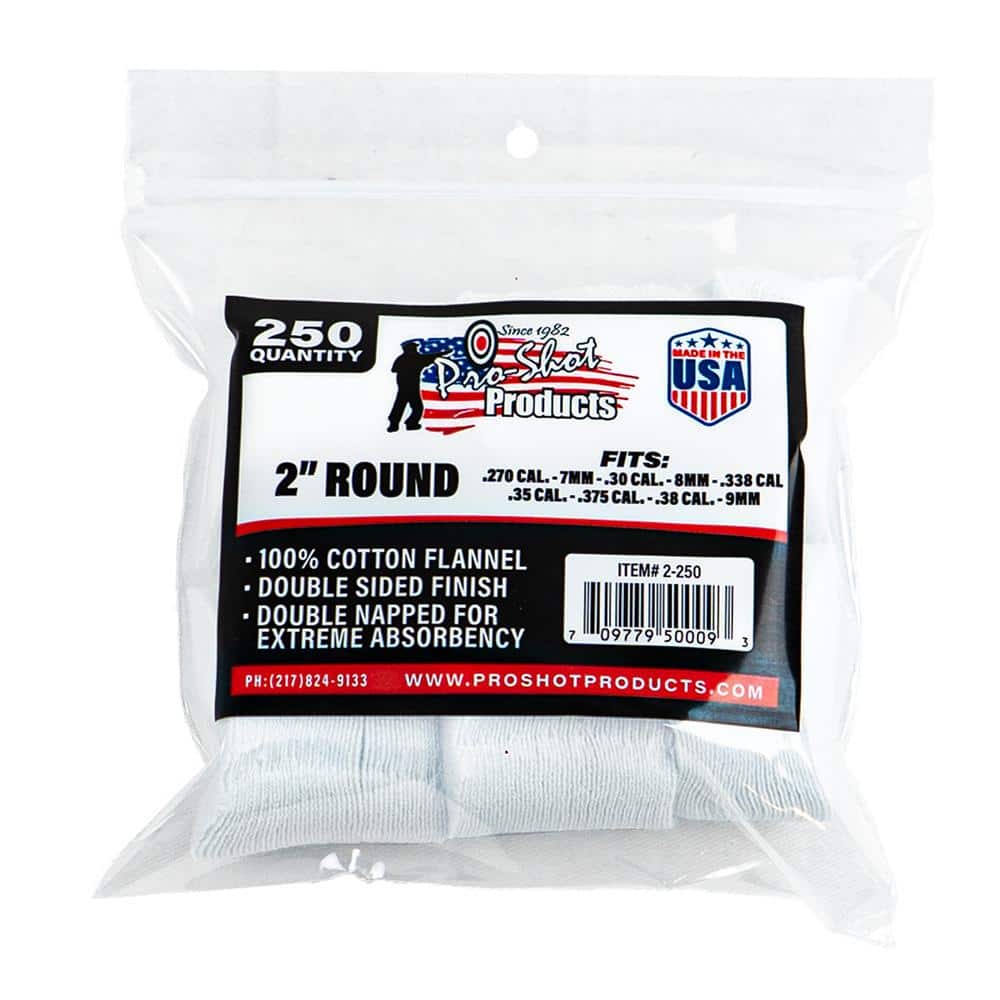 Pro-Shot 2" Round 100% Cotton Patches 250/ct
