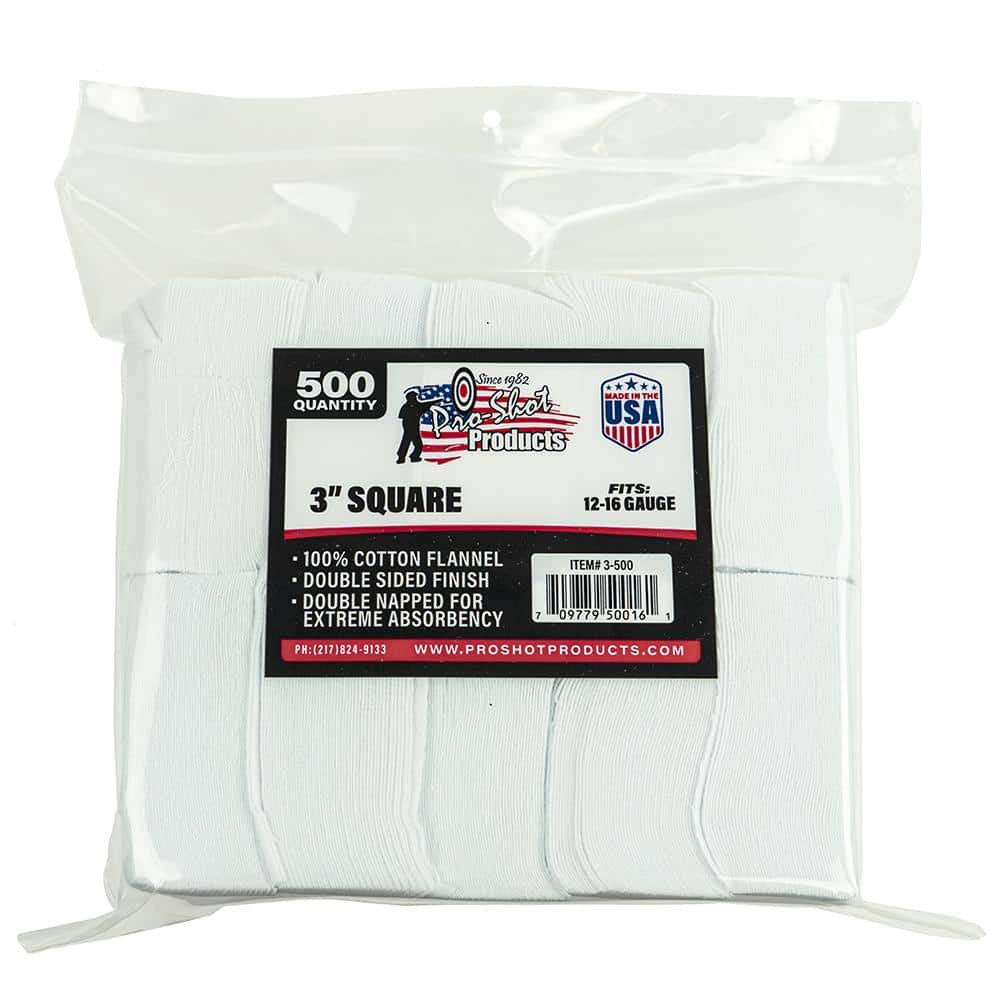 Pro-Shot 3" Square 100% Cotton Patches 500/ct