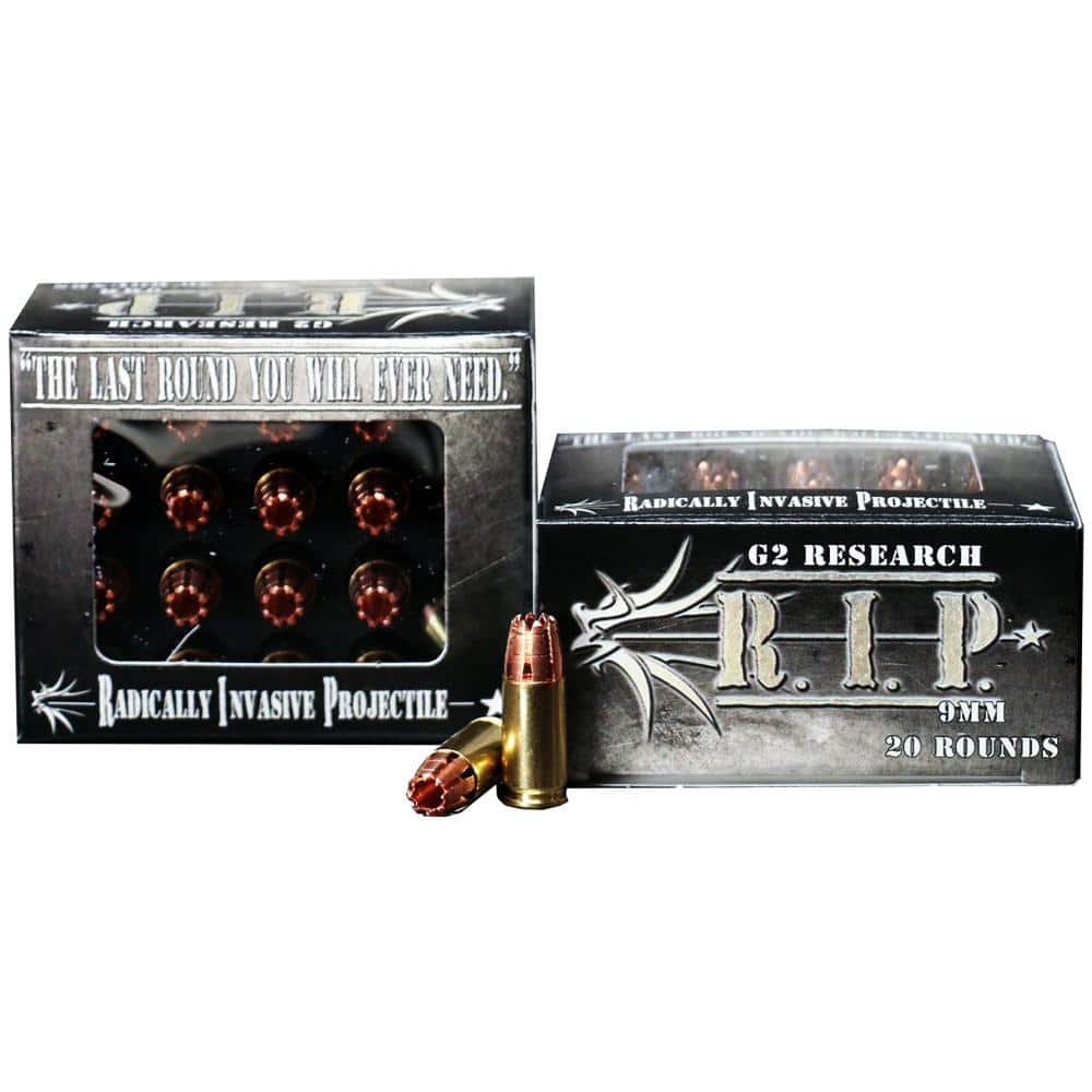 G2 Research R.I.P. Handgun Ammunition 9mm Luger 92 gr HP 1265 fps 20/ct