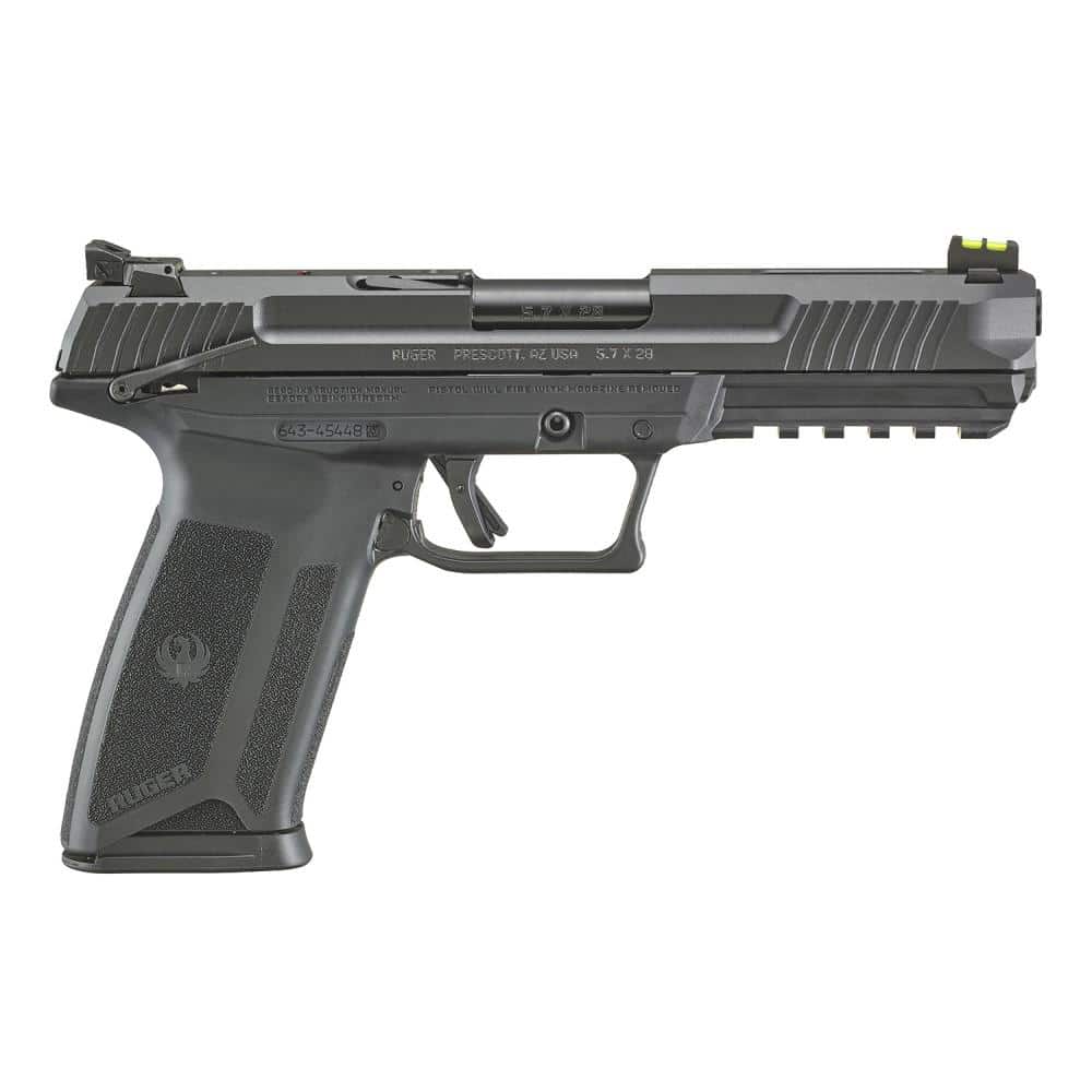 Ruger 5.7 Handgun 5.7x28mm 10/rd Magazines (2) 4.94" Barrel Black Fiber Optic Sights
