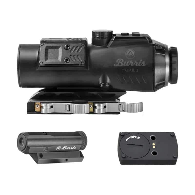 Burris T.M.P.R. 5 Modular Prism Kit : 5x32 AR Reticle / Red Laser Sight & Battery Pack Riser