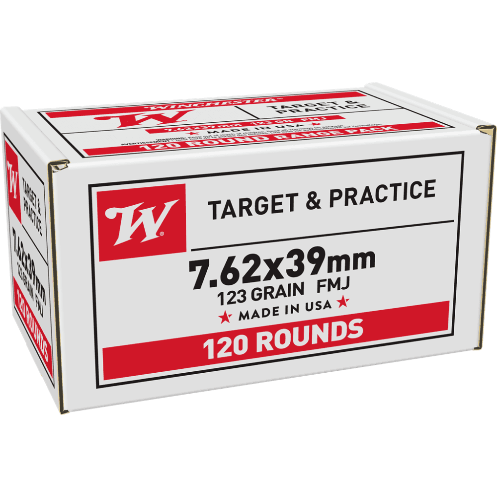 Winchester USA Rifle Ammunition 7.62x39mm 123 gr. FMJ 2355 fps 120/ct (Bulk)
