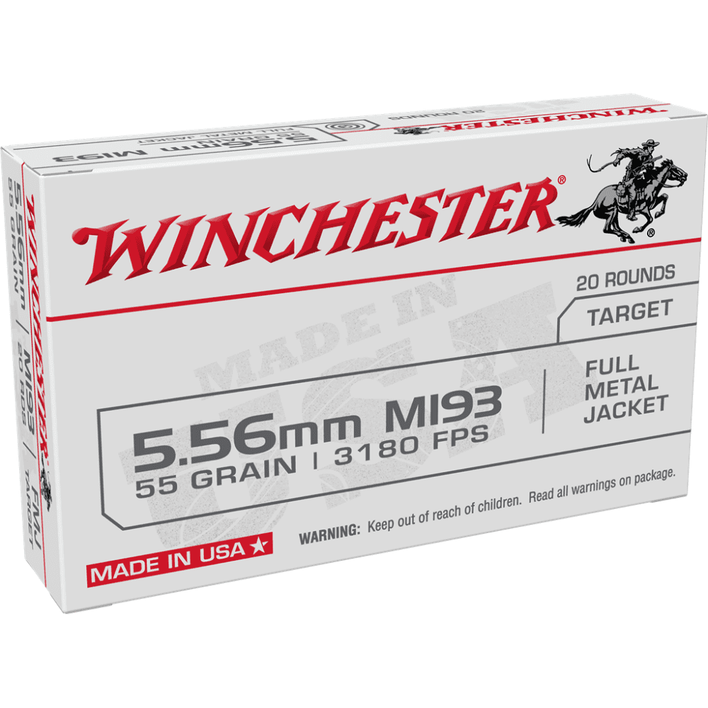Winchester USA Lake City M193 Rifle Ammunition 5.56mm 55 gr. FMJ 3240 fps 1000/ct case