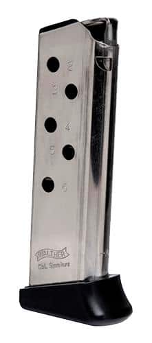 Walther PPK Magazine w/Finger Rest .380 ACP Nickel 6/rd
