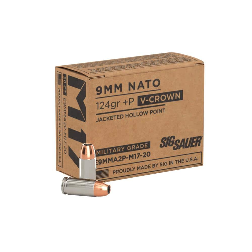 Sig Sauer ELite V-Crown M17 Handgun Ammunition 9mm Luger JHP 1198 fps 20/ct
