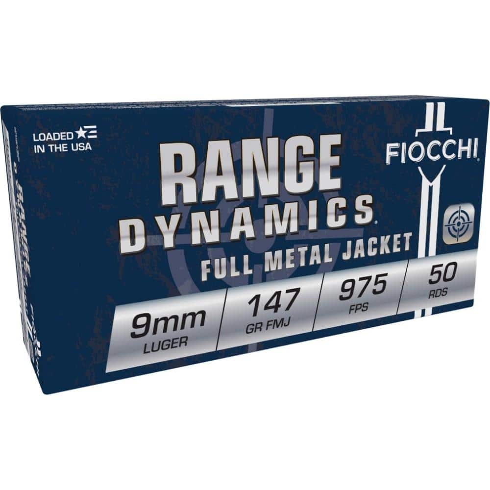 Fiocchi Pistol Shooting Dynamics Handgun Ammunition 9mm Luger 147 gr FMJ 1000 fps 50/rd