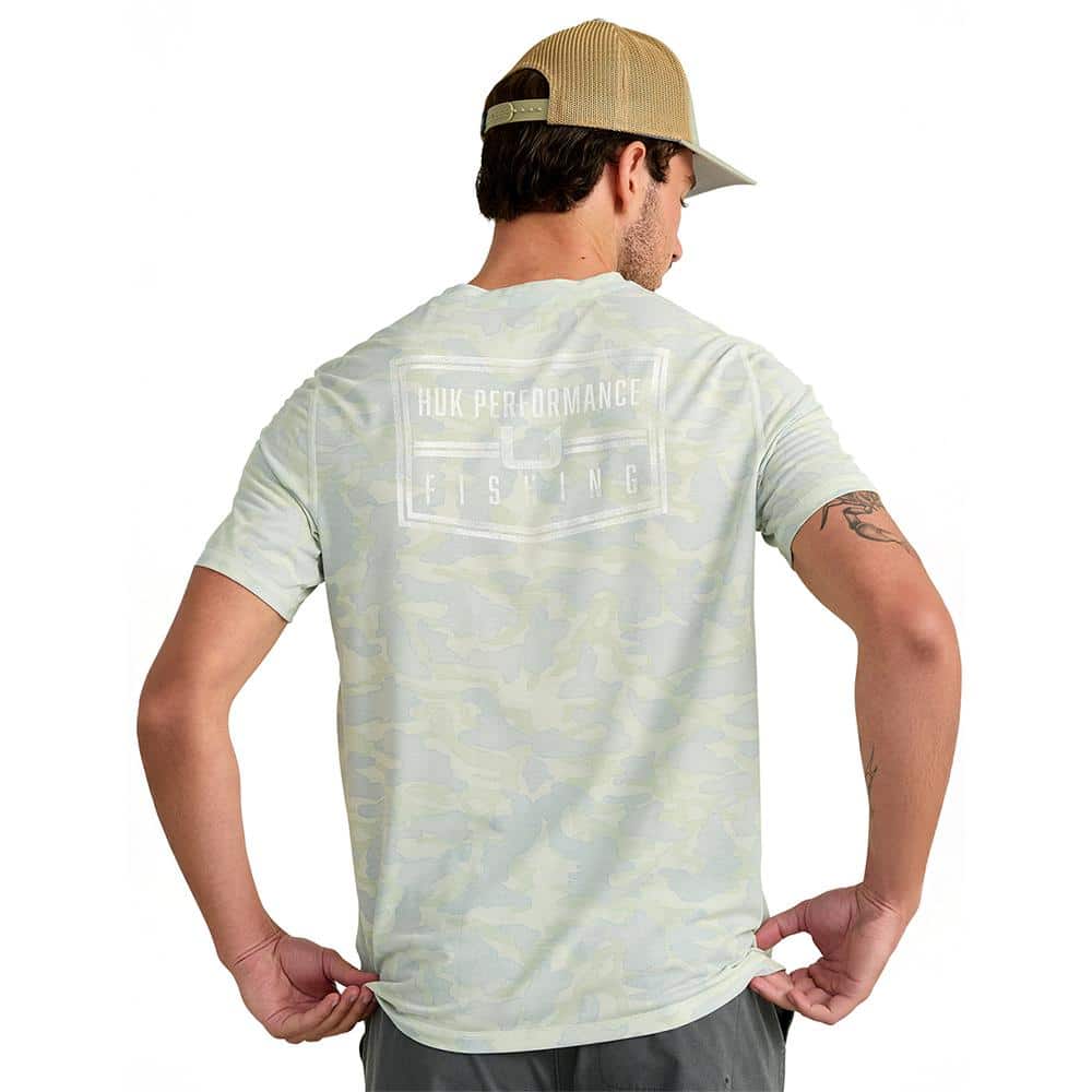 Huk Drift Performance Short Sleeve Shirt Pale Algae Camo L