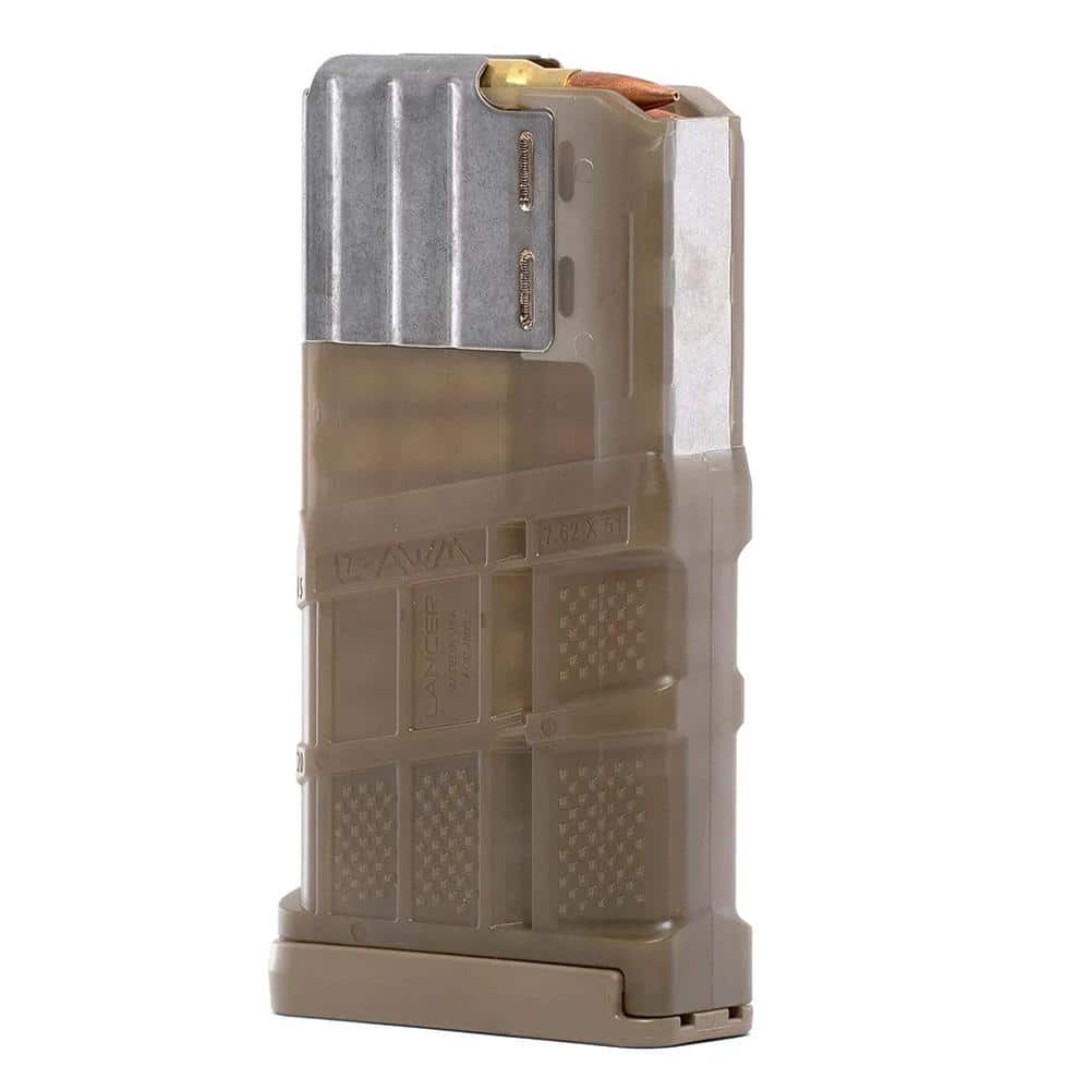 Lancer L7AWM Rifle Magazine Translucent Dark Earth .308 Win/7.62x5mm/6.5 Creedmoor 20/rd