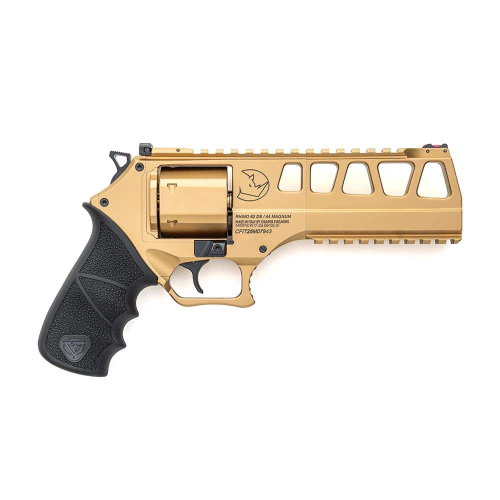 Chiappa Rhino 60DS Handgun .44 Rem Mag 6" Barrel Gold PVD Finish Adjustable Rear Sight Hogue Rubber Grip