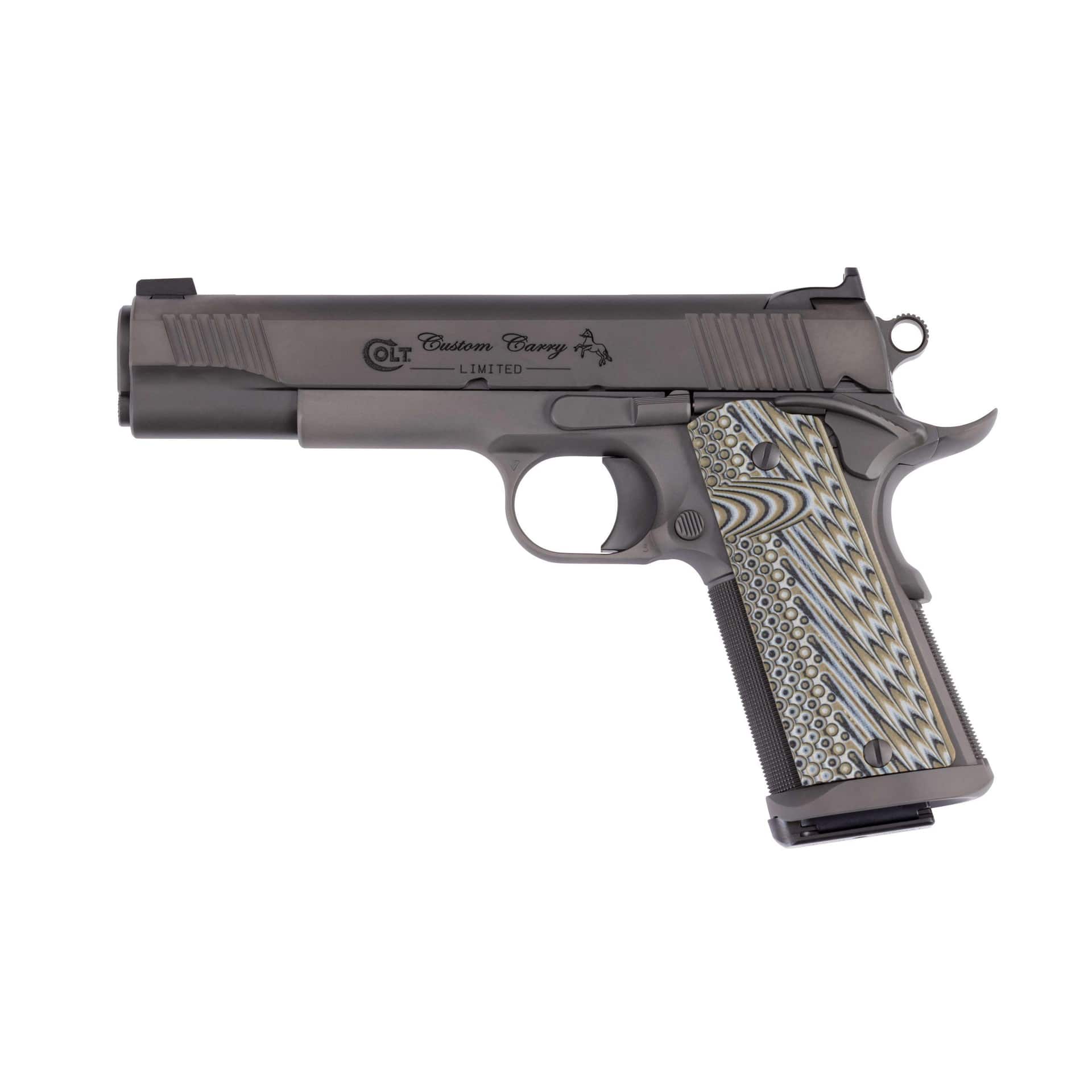 Colt CCU Government Model Handgun .45 Auto 8rd Magazine 5" Barrel Stainless/Smoke DLC G10 Grips