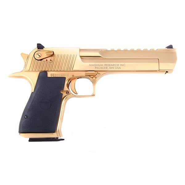 Magnum Research Desert Eagle Handgun .50 AE 7rd Magazine 6" Barrel Gold Zironium Nitride Black Grips