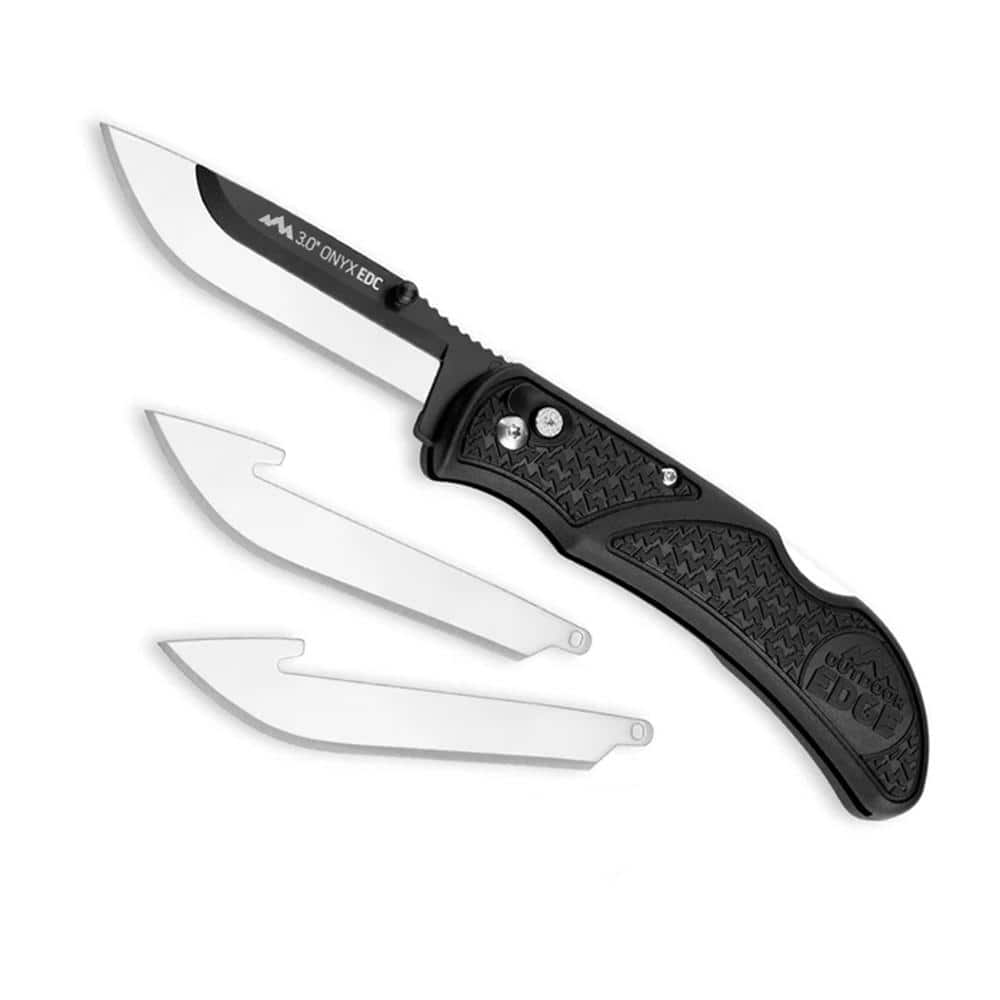 Outdoor Edge Onyx EDC Folding Knife 3" Drop Point Blades Black