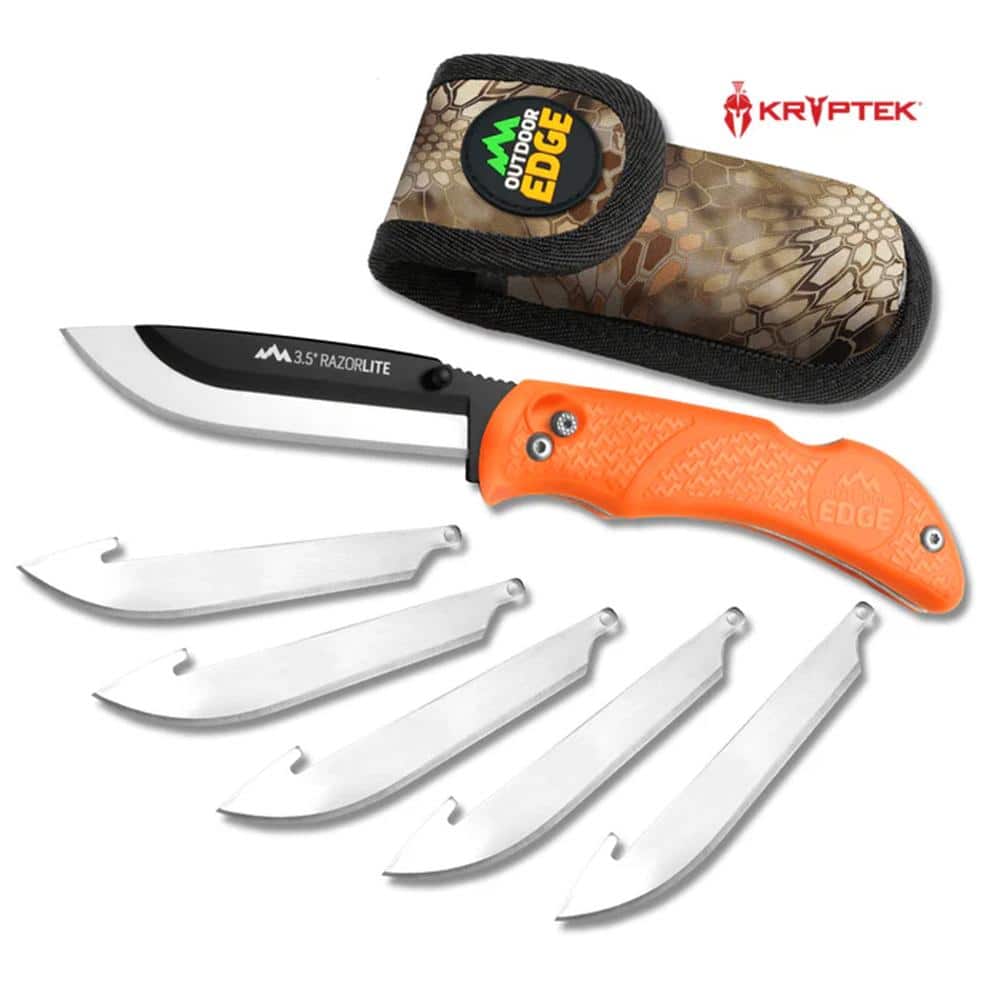 Outdoor Edge RazorPro L Replaceable Blade Folding Knife 3-1/2" Drop Point Blade Orange Clam