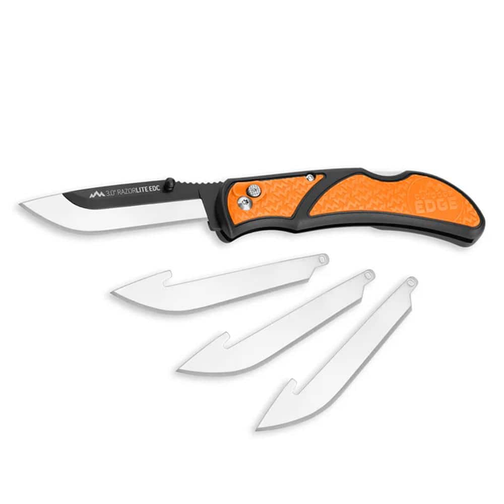 Outdoor Edge RazorEDC Lite Replaceable Blade Folding Knife 3" Drop Point Blade Orange