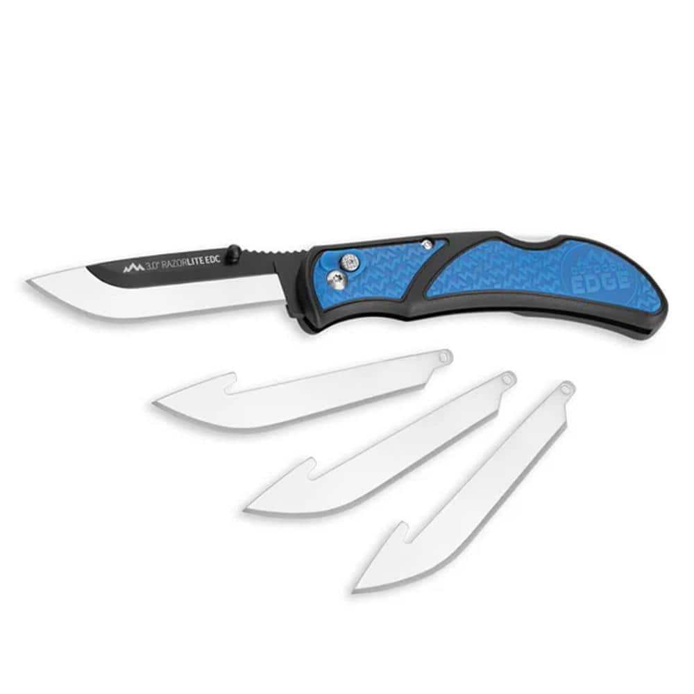 Outdoor Edge RazorEDC Lite Replaceable Blade Folding Knife 3" Drop Point Blade Blue