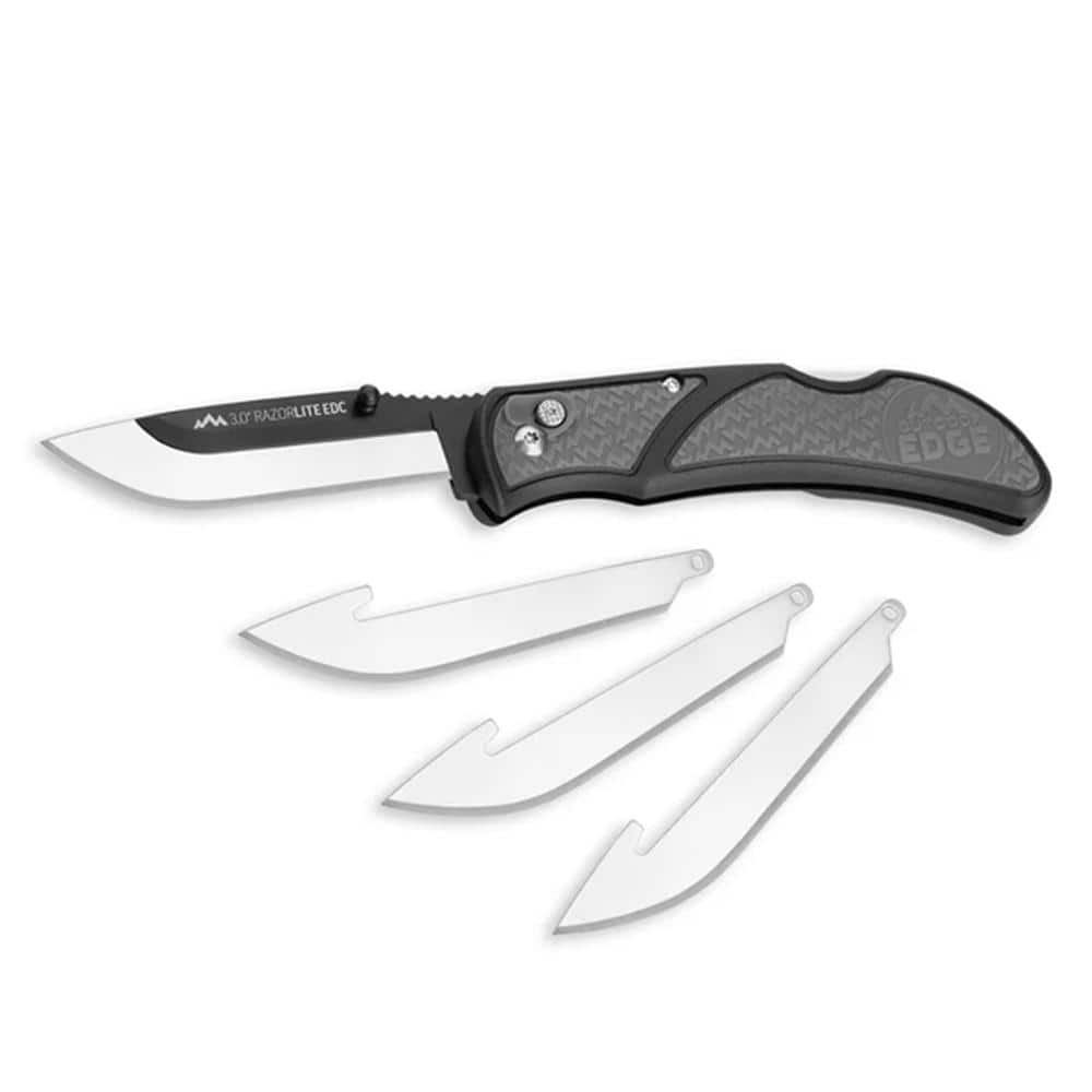 Outdoor Edge RazorEDC Lite Replaceable Blade Folding Knife 3" Drop Point Blade Grey