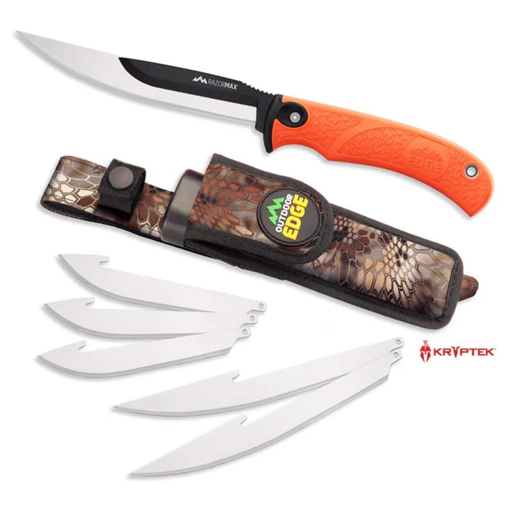 Outdoor Edge Razormax Replaceable Fixed Knife Orange 5" Boning Blade Orange