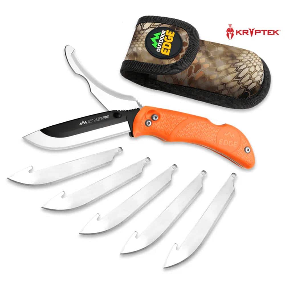 Outdoor Edge RazorPro G Replaceable Blade Folding Hunting Knife 3-1/2" Drop Point Blade Orange