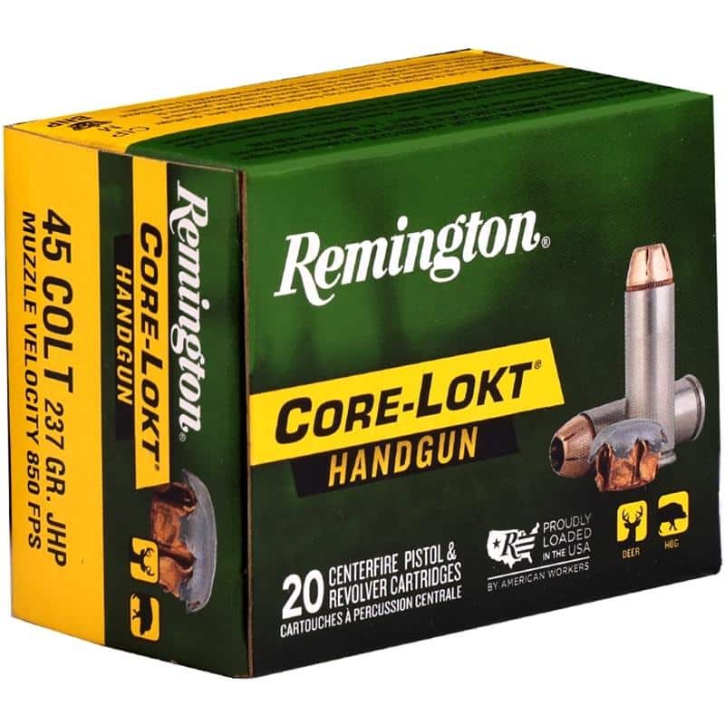 Remington Core-Lokt Handgun Ammunition .45 Colt 237gr JHP 840 fps 20/ct