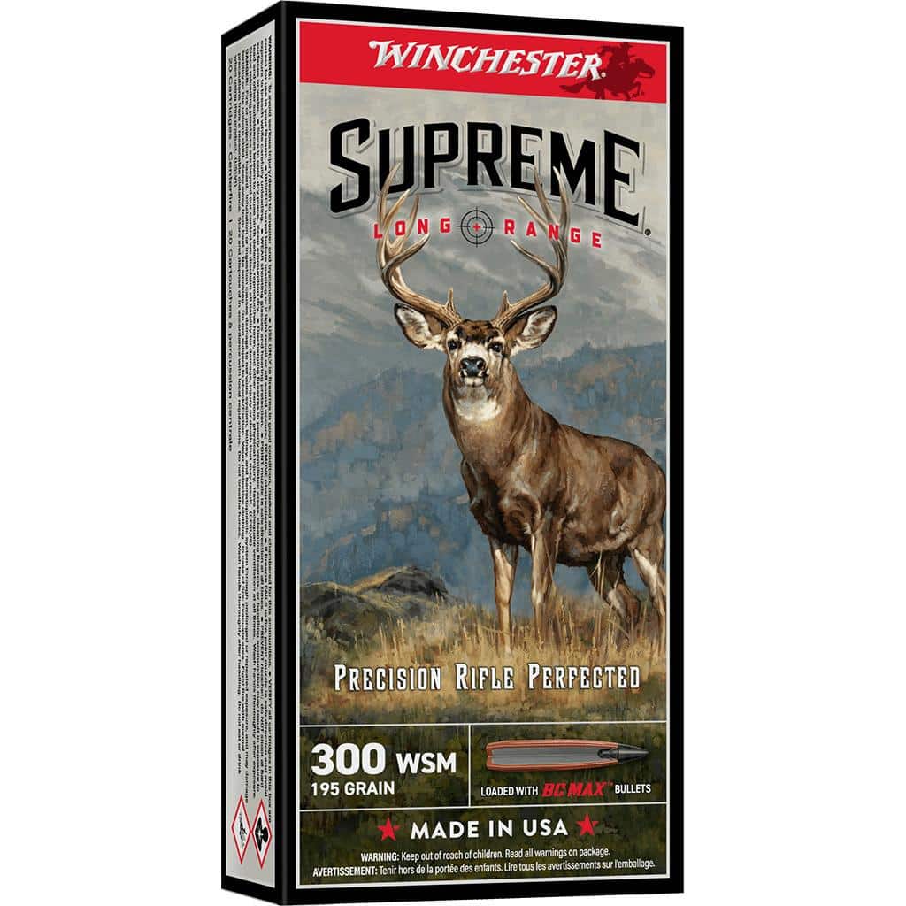 Winchester Supreme Long Range Rifle Ammunition .300 WSM 195gr PT 2900 fps 20/ct