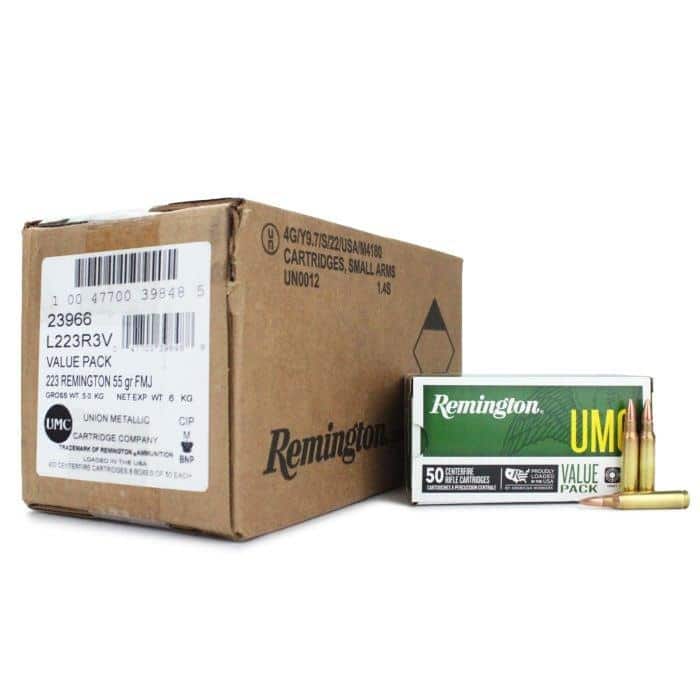 Remington UMC Rifle Ammunition .223 Rem 55 gr FMJ 3240 fps 400/ct Case(8-50/ct Boxes)