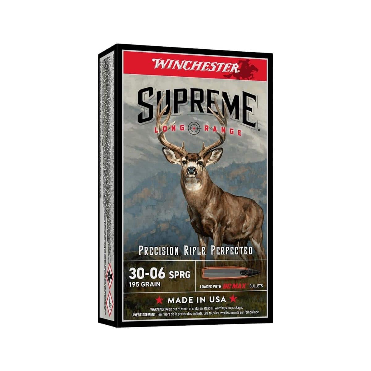 Winchester Supreme Long Range Rifle Ammunition .30-06 Sprg 195gr PT 2570 fps 20/ct