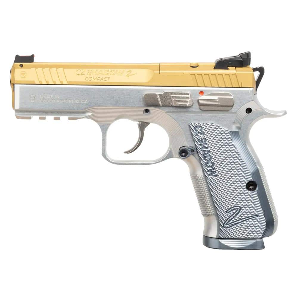 CZ USA Shadow 2 Compact Handgun 9mm Luger 15rd Magazine 4" Barrel OR Gold Slide and Silver Grip